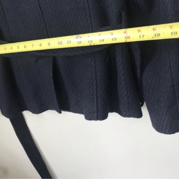 2 Xpose Boucle Pea Belted Coat Removable Fur Collar Pockets Texture Wool Short L - Picture 15 of 16